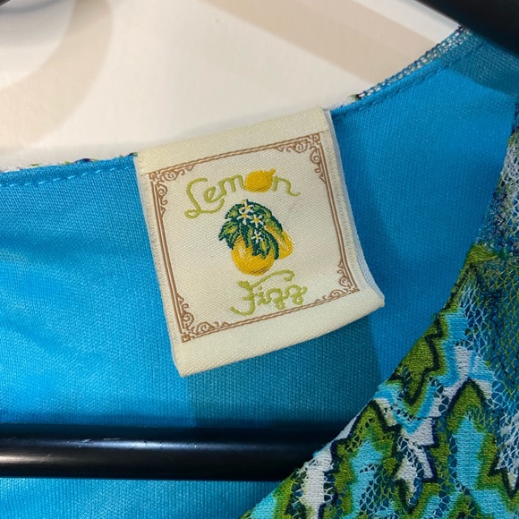 Lemon Fizz Girls Size 16 Geometric 60’s style sleeveless dress - Picture 5 of 12